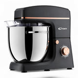CONTI KM 102001 GR black kitchen mixer with 10L stainless steel bowl and rose gold accents. 2000W, 6 speeds + pulse.