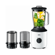 Braun PowerBlend 3 glass jug blender JB 3173 with 800W motor and 1.5L capacity, featuring a clear glass blending jar.