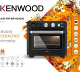 Kenwood MOA25.600BK black 25L 1700W digital 2-in-1 air fryer oven with 15 cooking presets and rotisserie function.