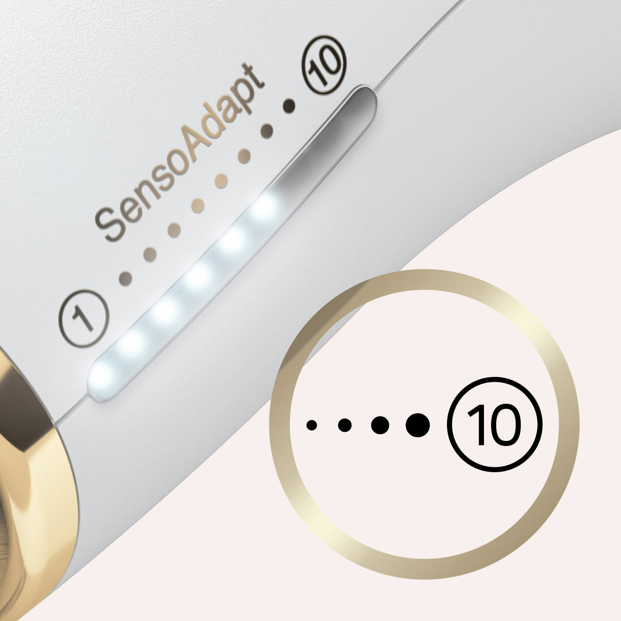 Braun Silk-expert Pro 5 IPL Hair Removal device with 10 intensity modes in gold finish, designed for at-home hair removal.