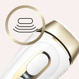 Braun Silk-expert Pro 5 IPL hair removal device in gold, showing the sleek handheld design for at-home hair removal.