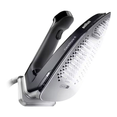 Braun CareStyle 5 IS5249BK steam generator iron with 7.5 bar pressure and 2400W power, featuring FreeGlide 3D soleplate and 2L water tank.