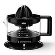 Taghareed Braun CitrusQuick 1 black electric citrus juicer with 400ml capacity and pulp control.