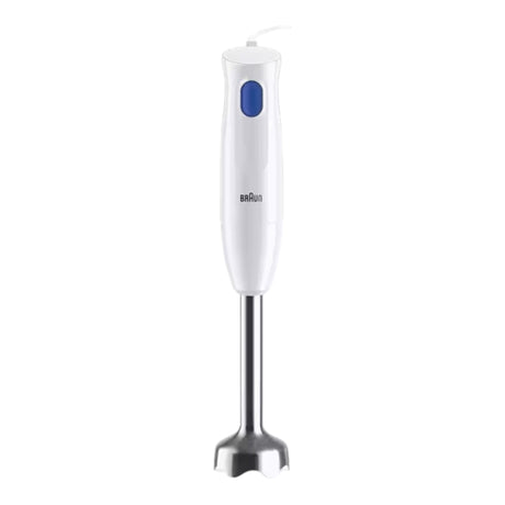 Taghareed Braun MultiQuick 1 hand blender in white with a blue button and stainless steel blending foot. 450W.
