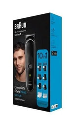 Taghareed Braun Multi Grooming Kit MGK5440, 10-in-1, waterproof, with AutoSense technology and metal blades for beard, hair, and body grooming.
