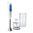 Taghareed Braun MultiQuick 3 hand blender, white with blue accents, includes chopper and beaker. 700W motor.