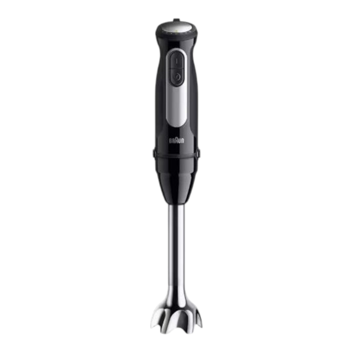 Taghareed Braun MultiQuick 5 Pro hand blender in black with stainless steel shaft and blade. Features speed control and EasyClick Plus.