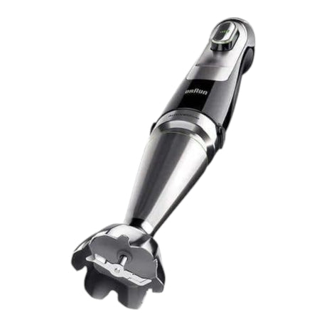 Taghareed Braun MultiQuick 9 hand blender with stainless steel shaft and blades, black and silver.