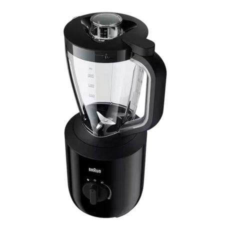 Taghareed Braun PowerBlend 3 black jug blender with 2L capacity, 800W motor, TriAction Technology, and Pulse function.