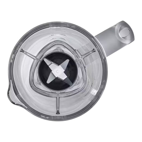 Taghareed Braun PowerBlend 1 JB1000 clear plastic blender jar with stainless steel blades and silver handle.