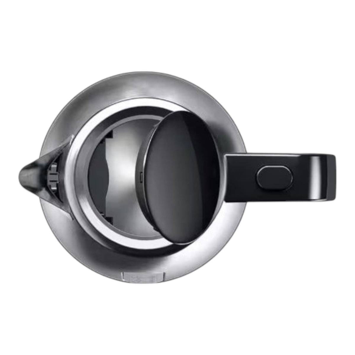Braun PurShine stainless steel kettle with black lid open, 1.7L capacity, 2200W