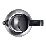 Braun PurShine stainless steel kettle with black lid open, 1.7L capacity, 2200W