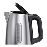 Taghareed Braun PurShine WK1500BK stainless steel kettle, 1.7L capacity, with a black handle and lid, and a water level indicator.
