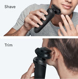 Taghareed Braun Series 5 electric shaver in black with 3 flexible blades for a close shave. Features EasyClean system.