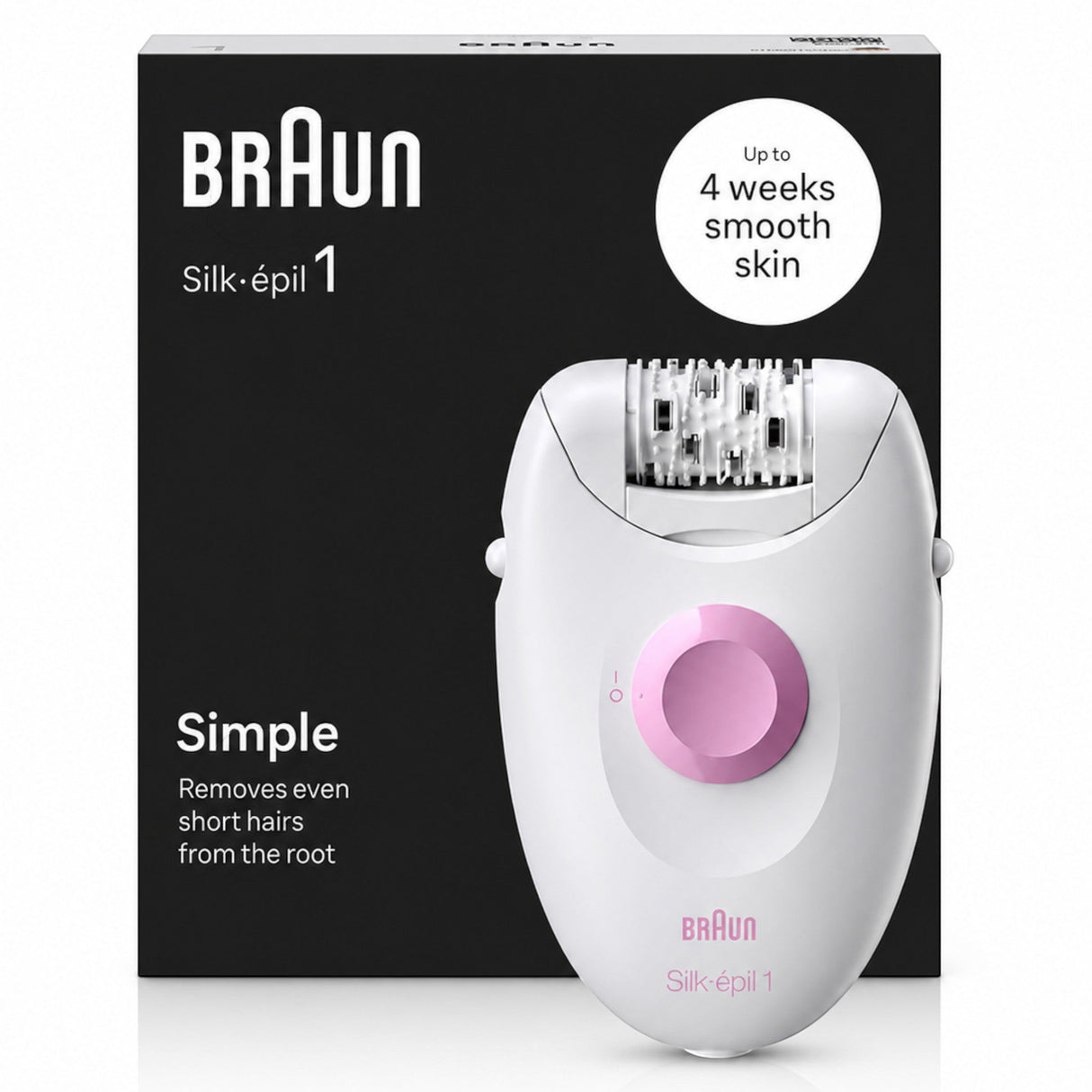 Taghareed Braun Silk-épil 1 epilator, white with pink accents, 20-tweezer system for efficient hair removal from the root.