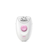Taghareed Braun Silk-épil 1 epilator SE1-176, white with pink accents, 20-tweezer system for efficient hair removal.
