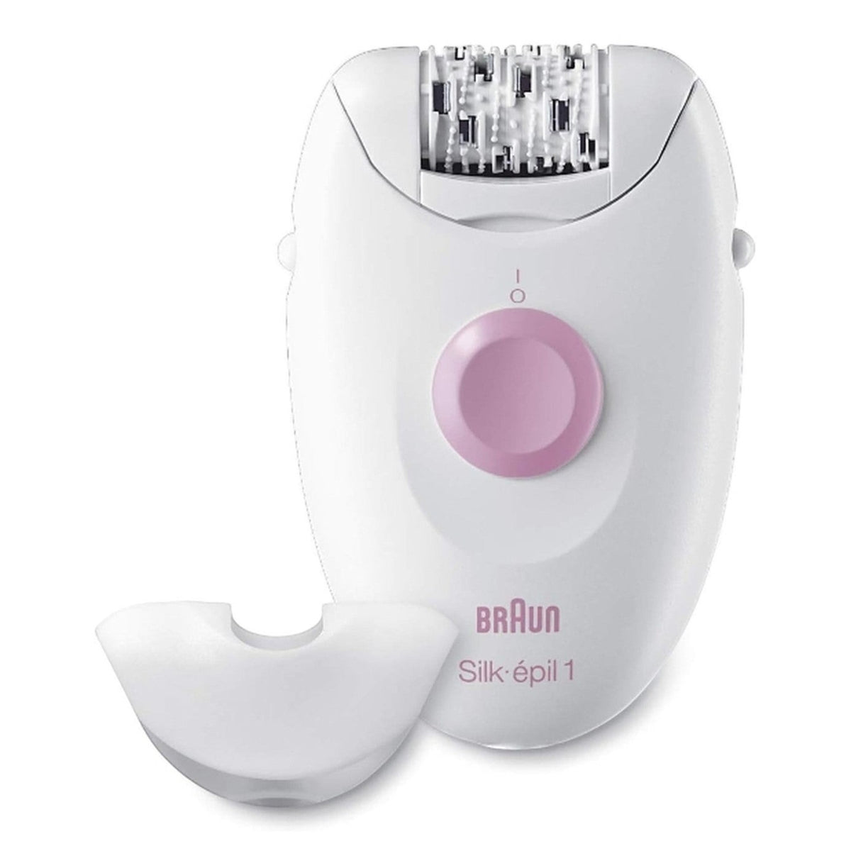 Taghareed Braun Silk-épil 1 Epilator SE1-010 white with pink button and 20 tweezers, includes attachment.