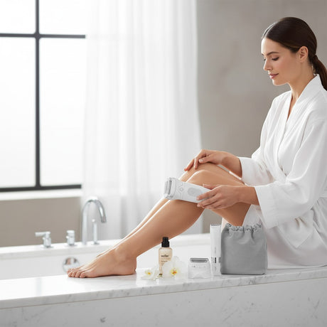 Taghareed Braun Silk-épil 7 Wet & Dry Epilator SE7-441 with 3 attachments, white, for hair removal.