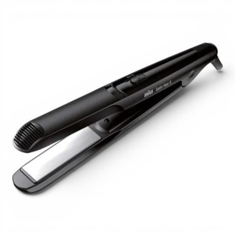 Taghareed Braun Satin Hair 5 ST510 black ceramic hair straightener with floating plates and adjustable heat settings.