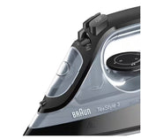 Braun TexStyle 3 Steam Iron SI3055BK, black and grey, with FreeGlide 3D soleplate and 2400W power.