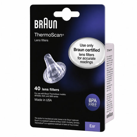 Taghareed Braun ThermoScan lens filters LF40 (40 pack) are clear, disposable, BPA-free covers for accurate ear thermometer readings.