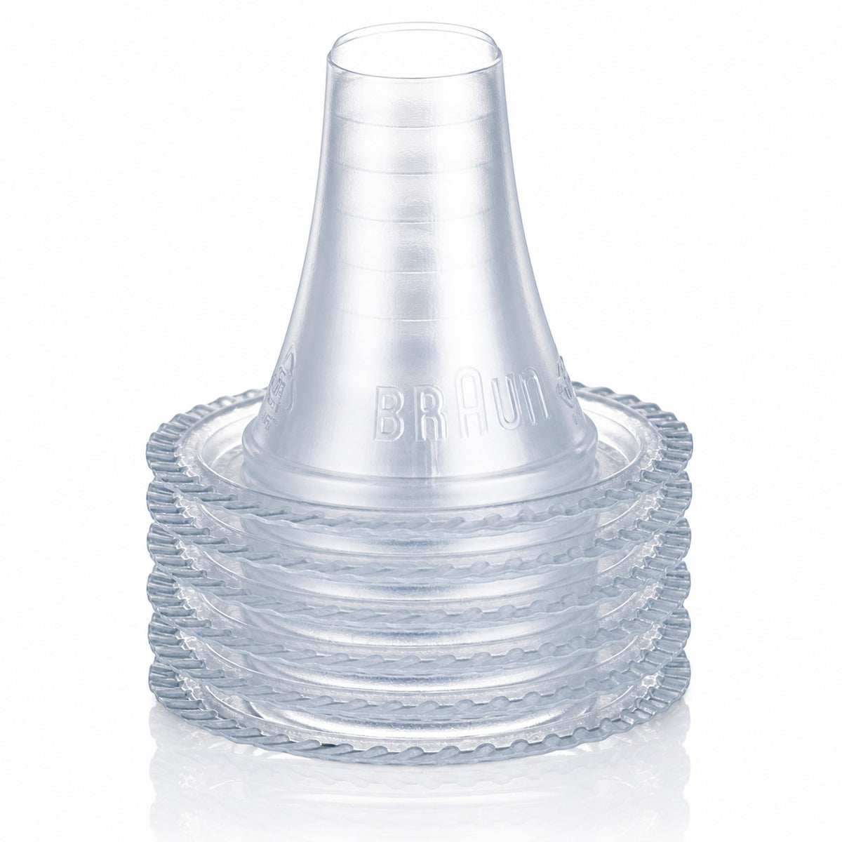 Tagged Braun ThermoScan LF40 lens filters, 40 pack. Clear, disposable plastic covers for ear thermometer hygiene and accuracy.