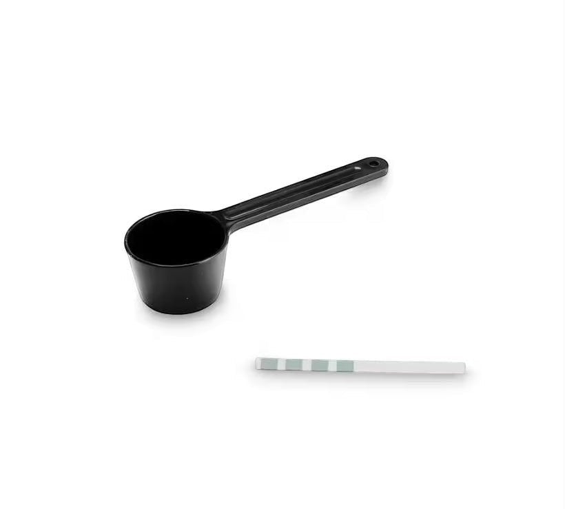 Taghareed black plastic coffee scoop and water hardness test strip