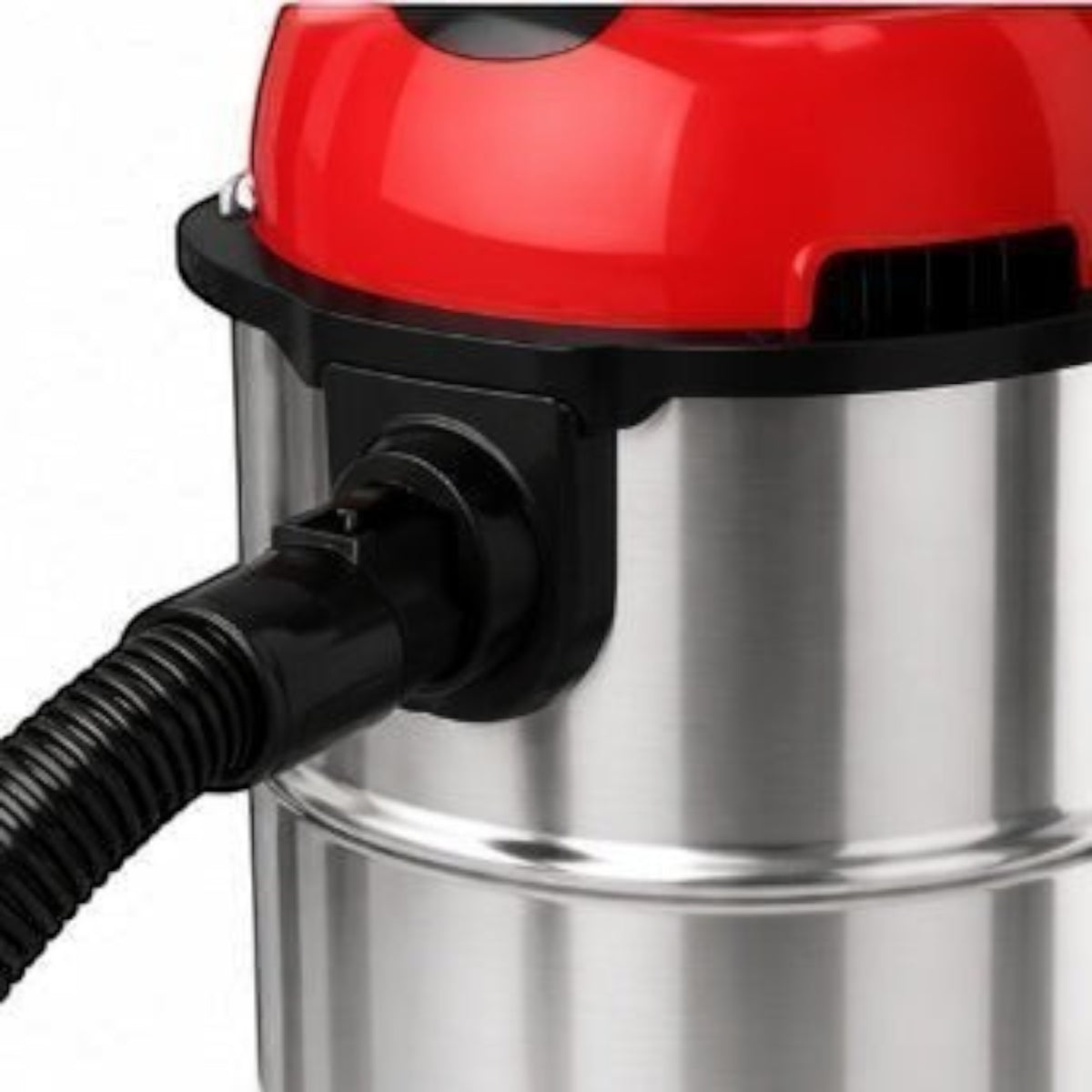 Taghareed CONTI 2200W Wet & Dry vacuum cleaner with stainless steel body and red top. 30L capacity.