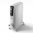 Taghareed De'Longhi Dragon 4 oil-filled radiator with 6 fins, 1500W, adjustable thermostat, and wheels. White.