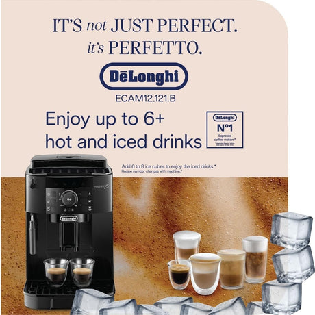 Taghareed De'Longhi Magnifica S compact black automatic coffee machine with built-in grinder and steam wand.