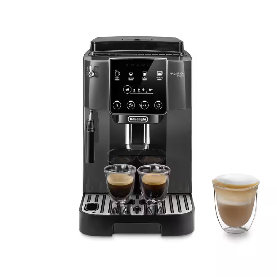 Taghareed De’Longhi Magnifica Start fully automatic coffee machine with touch controls, brews espresso and cappuccino.