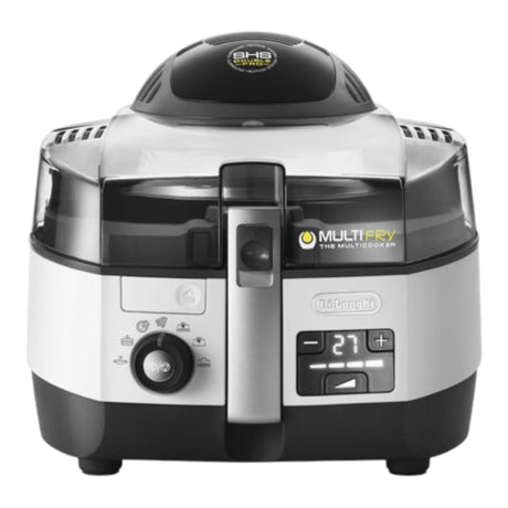 Taghareed De'Longhi MultiFry Extra Chef FH1396 air fryer and multi-cooker with digital display and automatic paddle.