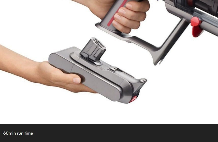 Taghareed Dyson V12s Detect Slim Submarine cordless vacuum cleaner battery being removed.
