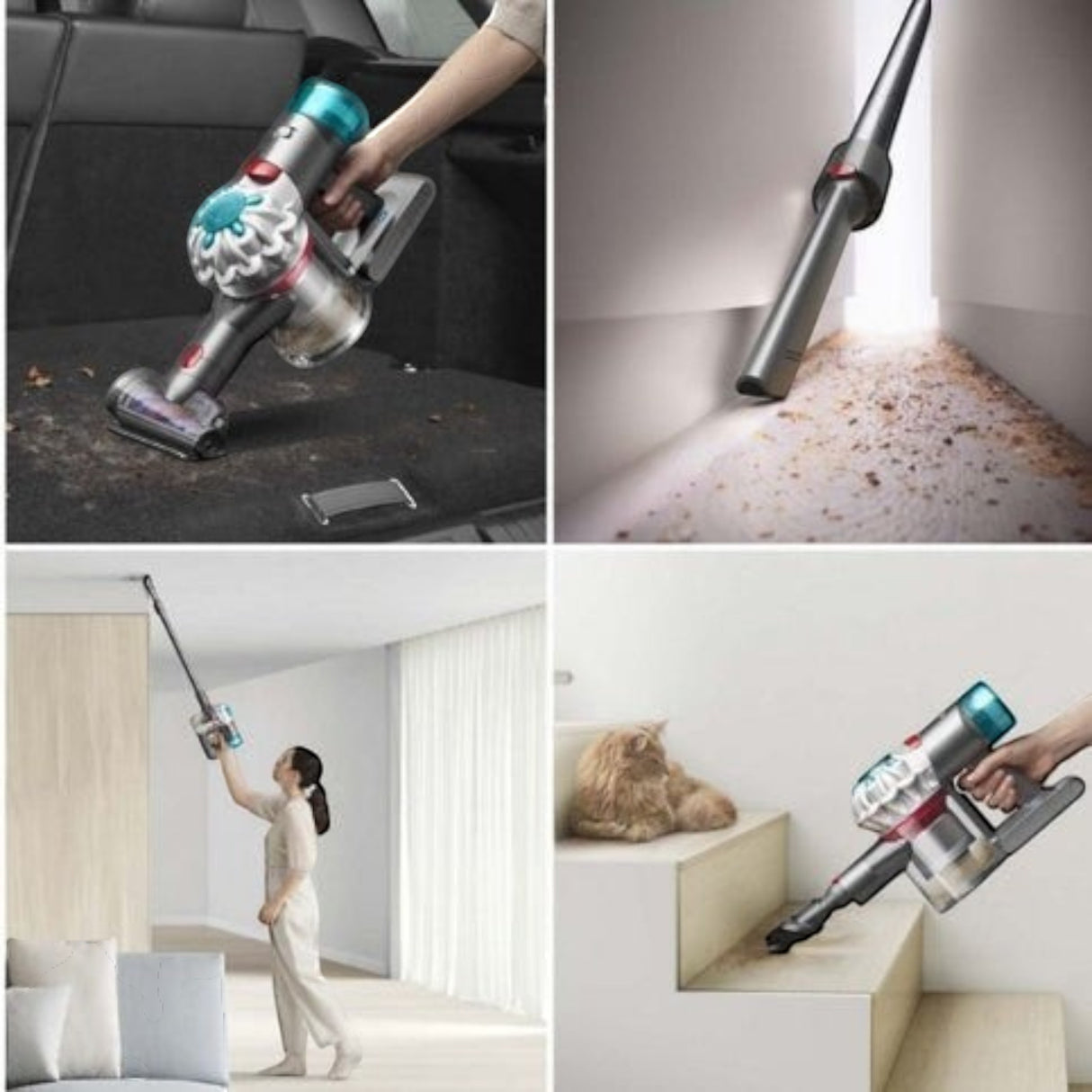 Taghareed Dyson V8 Absolute cordless vacuum cleaner with HEPA filtration and de-tangling brush for pet hair.