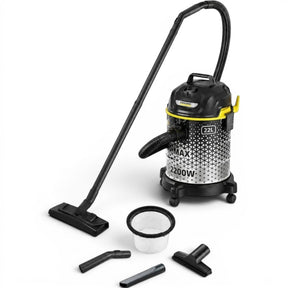 Taghareed Kärcher DVAC 2200 bagless vacuum cleaner with 22L capacity, 2200W power, and blower function. Includes various attachments.