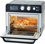 Taghareed Kenwood 25L black digital 2-in-1 air fryer oven with 15 cooking presets and rotisserie function