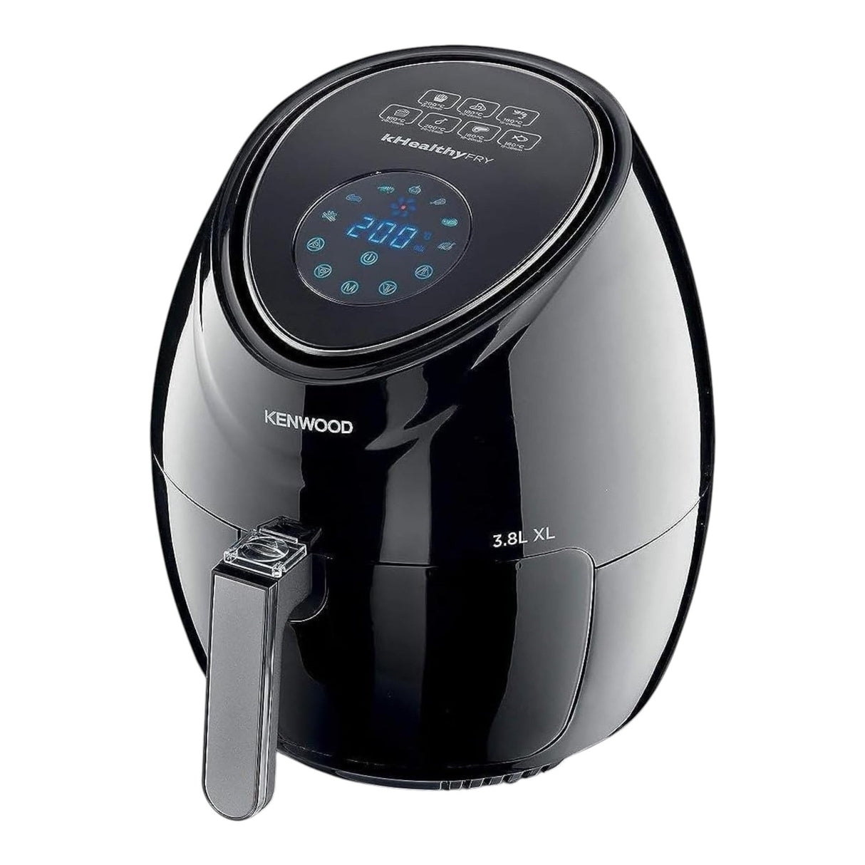 Taghareed Kenwood digital air fryer, 3.8L XL capacity, 1500W, with touch digital display and 7 preset cooking programs. Black.