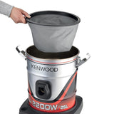 Taghareed Kenwood 2200W 25L Wet & Dry drum vacuum cleaner with removable filter bag.