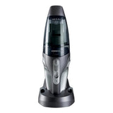 Taghareed Kenwood 14.8V wet & dry cordless handheld vacuum cleaner in grey with charging base.