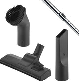 Taghareed Kenwood VDM60.000BR vacuum cleaner attachments: floor brush, crevice tool, upholstery brush, and extension wand.
