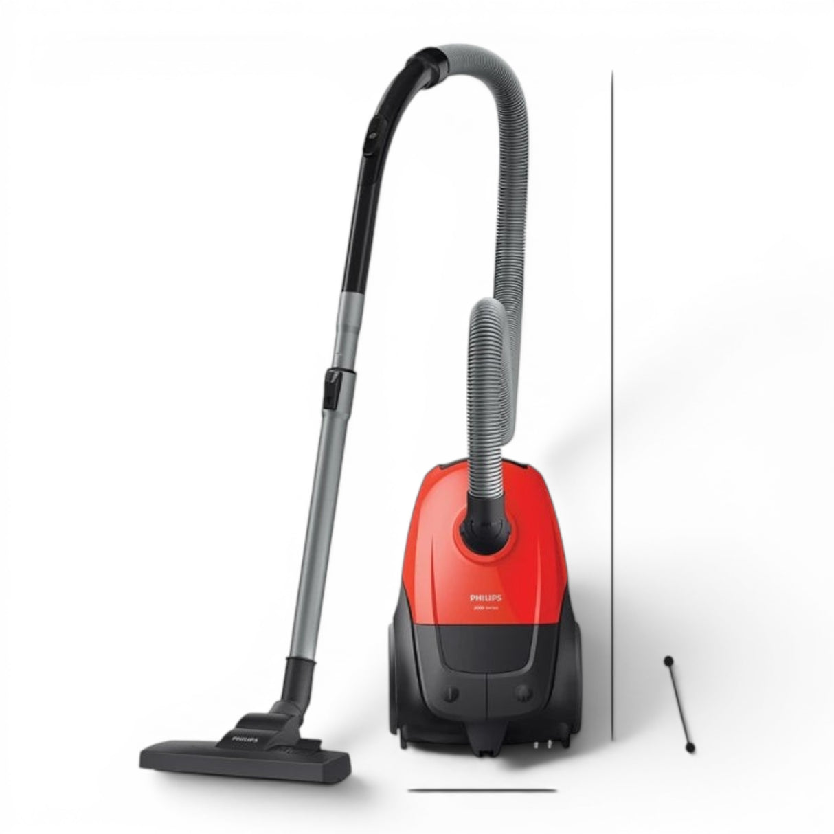 Taghareed Philips 2000 Series bagged vacuum cleaner in red and black with HEPA filter and 3L bag capacity.