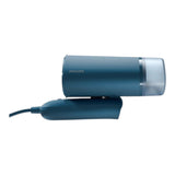 Taghareed Philips 3000 Series handheld steamer in blue, compact and foldable design for quick wrinkle removal and garment refreshing.