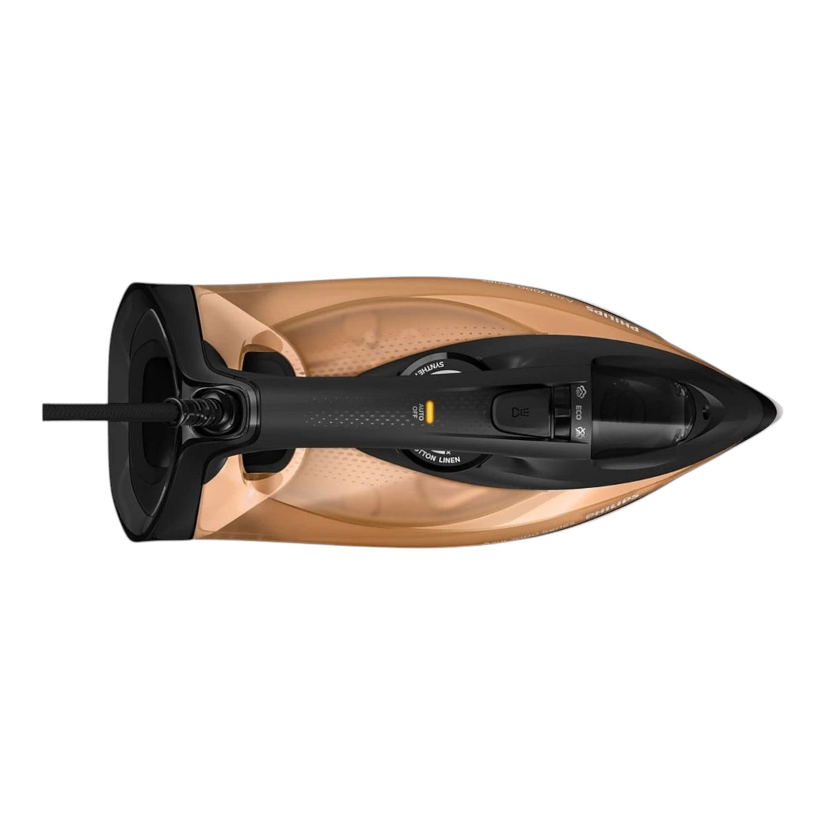 Taghareed Philips 7000 Series steam iron in black and gold with SteamGlide Elite soleplate and 2800W power.