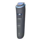 Taghareed Philips Beard Trimmer Series 3000 BT3617/15, gray with blue accents, 20 length settings, wet & dry use, USB-A charging.
