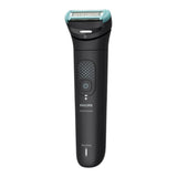 Taghareed Philips Body Groomer 7000 Series BG7470/15, black with teal accents, dual-head shaver and trimmer, Wet & Dry.
