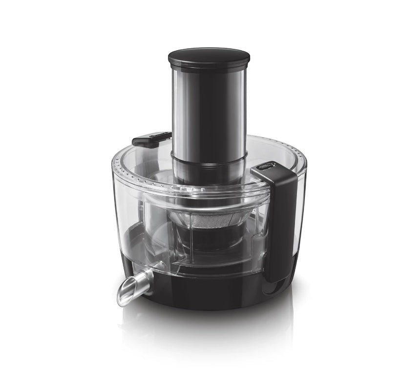 Taghareed Philips 7000 Series Food Processor HR7778/01, black and clear plastic, with multiple functions and accessories.