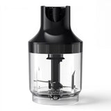 Taghareed Philips 5000 Series hand blender chopper attachment with stainless steel blades and clear plastic container.