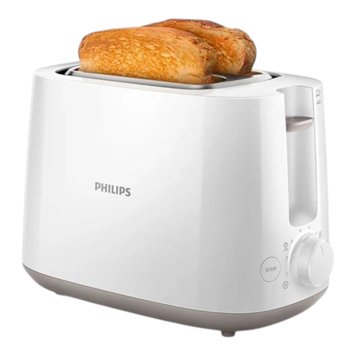 Taghareed Philips Daily Collection HD2581/01 white 2-slice toaster with 8 browning settings and bun rack