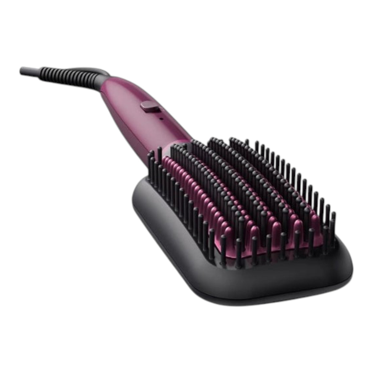 Taghareed Philips 5000 Series heated straightening brush in purple and black with keratin-infused ceramic coating.