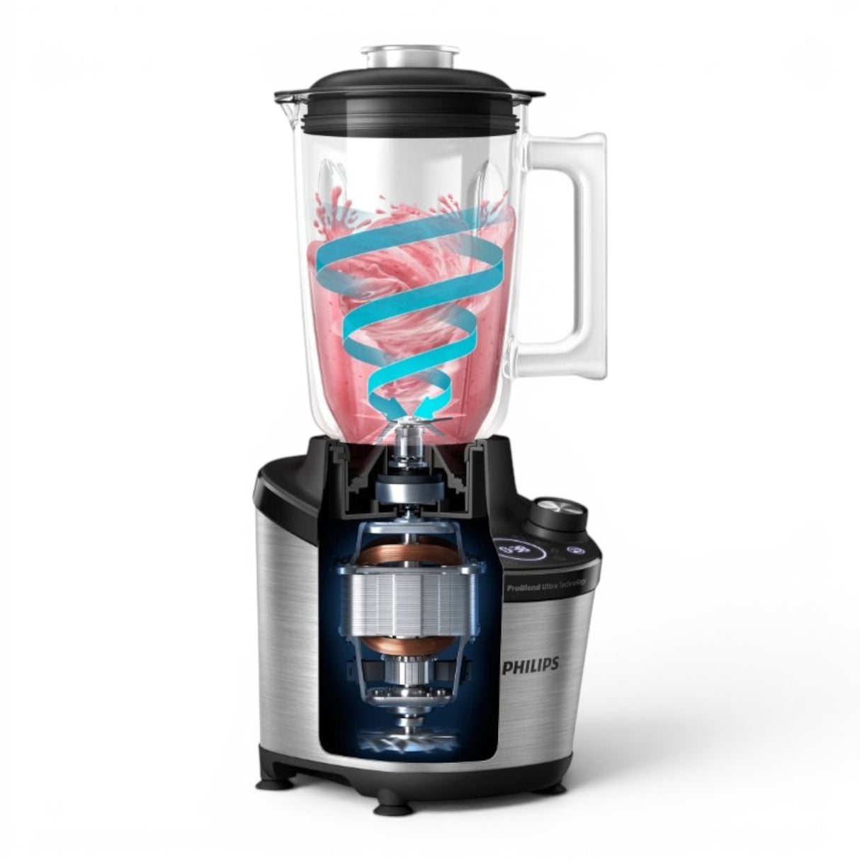 Taghareed Philips 7000 Series High Speed Blender HR3760/00 with 1500W motor, 2L glass jar, and ProBlend Ultra technology for smooth results.